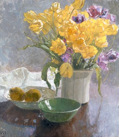 Stillleben mit gelben Tulpen von Carl Moll